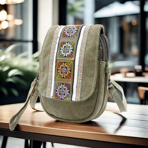 Vista 2 de Goodhan Bolsa cruzada de lona bordada para teléfono celular, monedero para mujer