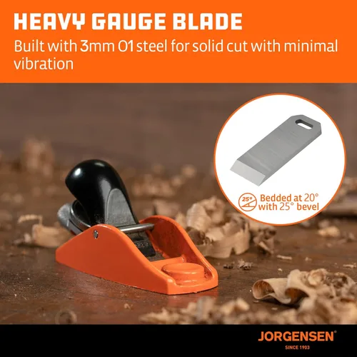 Vista 4 de JORGENSEN 3.5" Mini cepilladora de madera - Mini cepilladora de mano para carpintería, bloque plano, pequeña mano plana para recorte, cepillado