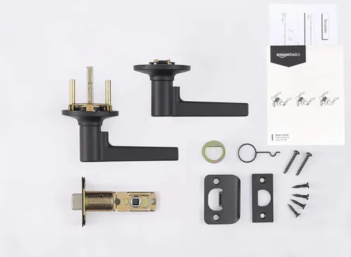 Vista 3 de Amazon Basics Manchester - Manija reversible para puerta, paso, sin llave, negro mate, paquete de 6