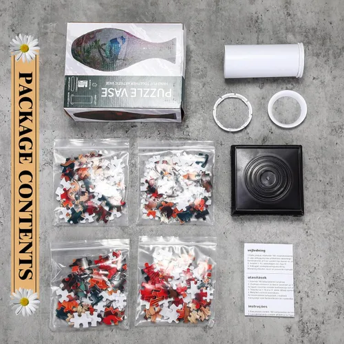 Vista 4 de Jarrón Rompecabezas 3D Jarrón de Flores Rompecabezas Hecho de 160 Piezas de Plástico Curvado 3D Regalo DIY para Novedades en Casa Adecuado