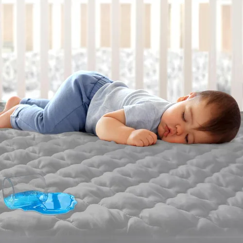 Vista 16 de Sábana impermeable para Pack 'n Play acolchada, protector de sábana de 39 x 27 pulgadas, compatible con colchones para bebés plegables y cunas