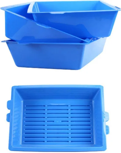 Vista 6 de Caja de arena para gatos con 3 bandejas de tamizar, autolimpiante, reutilizable, sin cucharada, fácil de limpiar para gatos