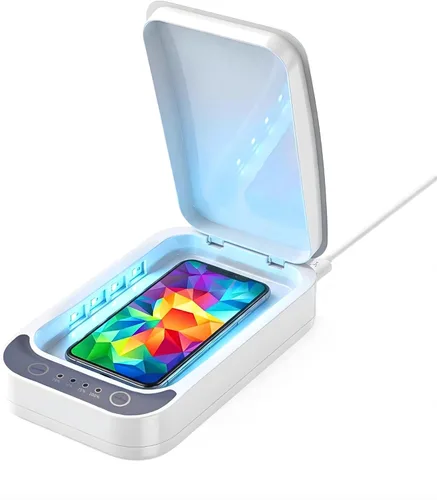 Caja de limpieza portátil para teléfono con luz LED incorporada, organizador multiusos para teléfonos, joyas, relojes y accesorios pequeños, estuche