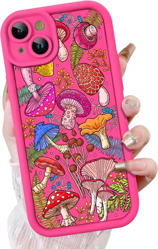 Vista 48 de KANGHAR - Funda negra para iPhone 7/8/SE, diseño de arte de hongos lindo, TPU suave, a prueba de golpes, funda protectora para mujeres y niñas
