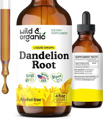 Vista 10 de Wild & Organic Suplemento de Raíz de Diente de León - Soporte para Limpieza de Desintoxicación del Hígado - Tintura de Raíz de Diente de León