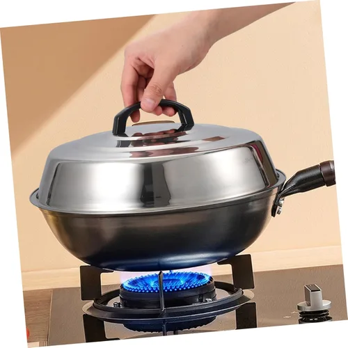 Vista 5 de Cubierta redonda para hilvanar, tapa de cacerola, cubierta de olla de cocina, cubierta de plancha, cubierta de cocción al vapor, cúpula de fusión