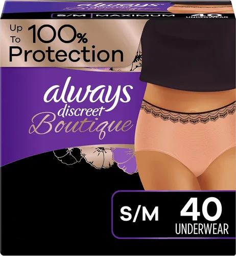 Vista 18 de Always Discreet Boutique - Ropa interior para incontinencia y posparto para mujer, máxima protección, talla S/M, negro, 12