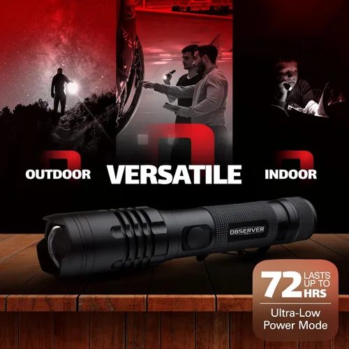 Vista 6 de Observer Tools Linterna utilitaria de alto lumen, imán trasero, LED, recargable, batería externa para teléfono, adaptador AAA, táctica, militar