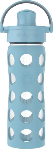 Vista 18 de Lifefactory Botella de agua de vidrio de 22 onzas con tapa abatible activa y funda protectora de silicona, menta