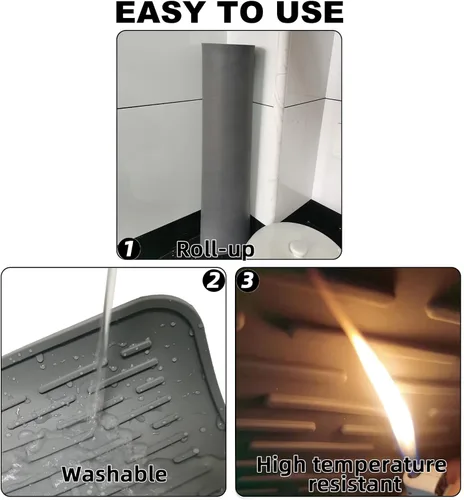 Vista 3 de Fundas para estufa eléctrica, protector de silicona de 28 x 20 pulgadas, cubierta superior de estufa de vidrio, resistente al calor y antideslizante