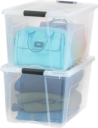 Vista 14 de IRIS USA 94 Qt - Contenedores de almacenamiento de plástico apilables con tapas, paquete de 4 - Libre de BPA, fabricado en EE. UU. - Solución