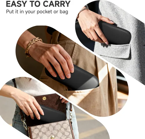 Vista 4 de Glasses Case Large Hard Shell Eyeglasses Case PU Leather Protective for glasses 6.2" L x 2.4" W x 1.4" H