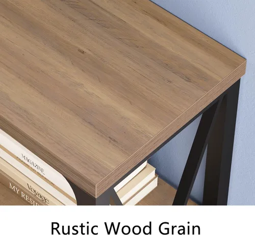 Vista 60 de IBF Mesa de entrada de granja, mesa consola larga rústica detrás del sofá, moderna mesa de sofá de madera de metal con estantes de almacenamiento