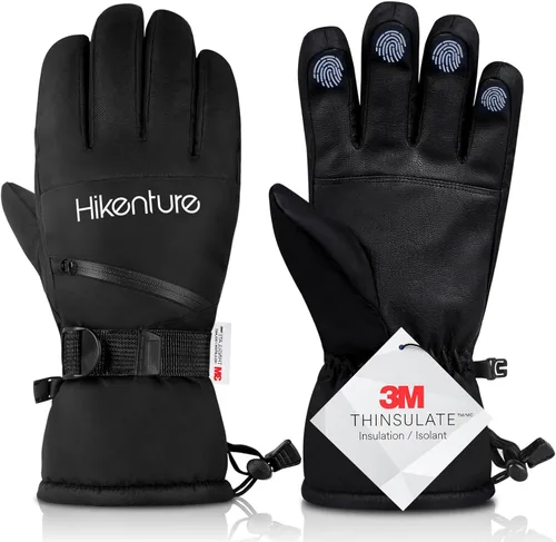 Hikenture Ski Gloves Men -Waterproof Insulated Snow Gloves with 3M Thinsulate -Touchscreen Winter Snowboard Gloves for Cold Weather, Windproof