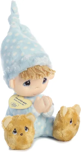 Vista 2 de Aurora - Precious Moments - Niño de oración de 9.5" - Español, Beige/Azul