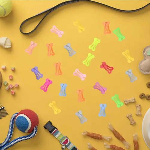 Vista 6 de BOYIVI 48 pinzas para el pelo para perros de 1 pulgada con forma de hueso, pasadores para el pelo de mascotas, accesorios para el cabello multicolor