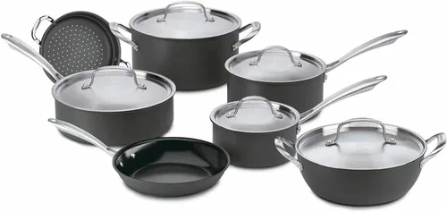 Vista 7 de Sartén antiadherente con tapa Cuisinart GreenGourmet, anodizado durable, Parrilla cuadrada, Negro