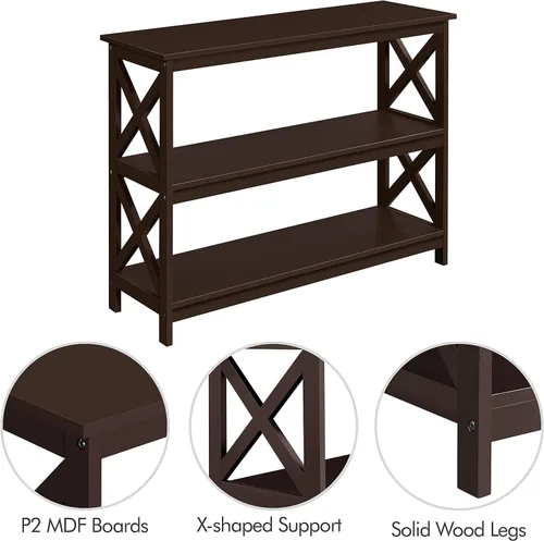 Vista 5 de Yaheetech Television Stands & Entertainment Centers with 3 Tier Storage Shelf TV Stand for Living Room, Espresso