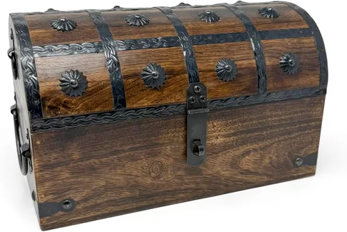 Vista 12 de Nautical Cove Cofre del tesoro de recuerdo y caja de madera decorativa (pequeña de 5 x 3 x 3.25 pulgadas), caja de almacenamiento, caja de madera