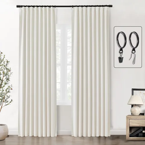 Vista 185 de SHINELAND Cortinas opacas de arándano borgoña de 102 pulgadas de largo, juego de 2 paneles para puerta corrediza de cristal, sala de estar, cortinas