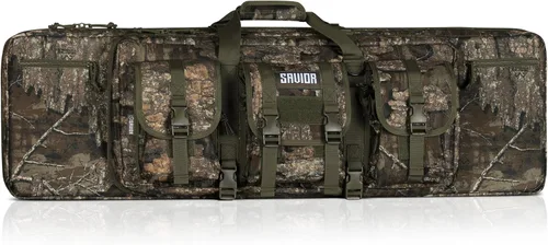 Vista 14 de Savior Equipment American Classic - Bolsa táctica doble para armas largas, estuche de transporte para pistola con correa de mochila, compartimento