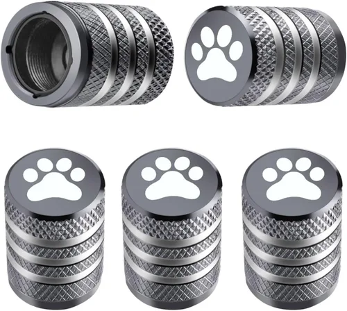 Vista 39 de Tapones para vástago de válvula de neumático, paquete de 5, tapa de aire de neumático N2, metal nitrógeno con forro de plástico, resistente a