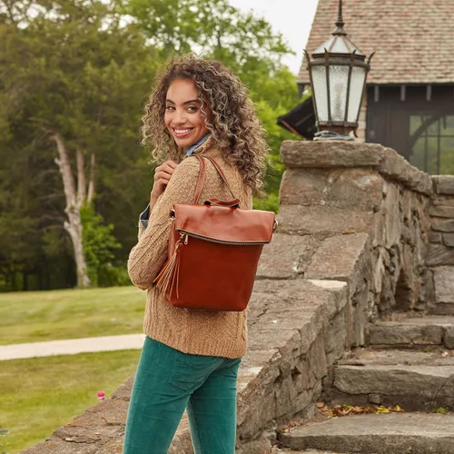 Vista 5 de Patricia Nash Luzille Leather Backpack for Women - Convertible Backpack Tote, Leather Purses for Women