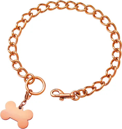 Vista 7 de Collar de perro con diseño de clip, chapado en oro de 18 quilates, resistente cadena en P de acero inoxidable para perros pequeños, medianos