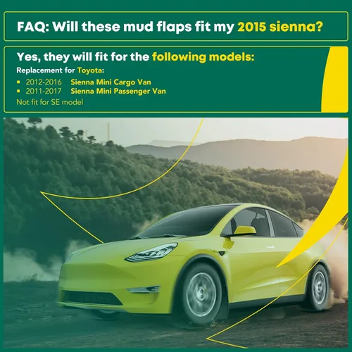 Vista 2 de YHTAUTO Juego de 4 protectores contra salpicaduras para Toyota Sienna 2011 2012 2013 2014 2015 2016 2017, no apto para modelo SE, delantero