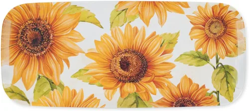 Vista 6 de UP ware - Bandeja de servir de melamina floral azul, bandeja rectangular de 15 x 6.5 pulgadas, bandeja de alimentos sin BPA para entretenimiento