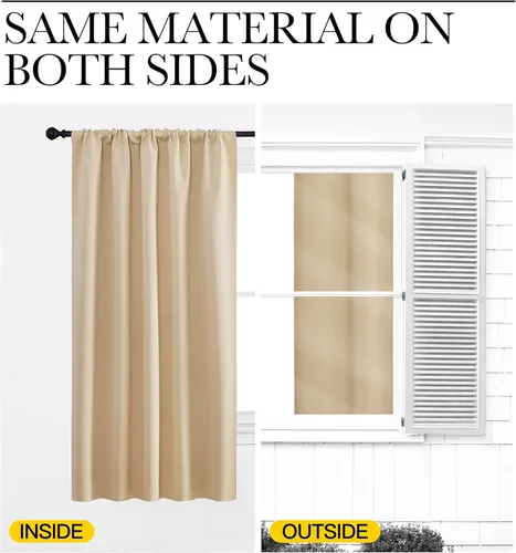 Vista 5 de NICETOWN 2 paneles de cortinas opacas de 42 x 84 pulgadas de largo con bolsillo para barra con 2 paneles de 42 x 16 pulgadas de largo, cenefas