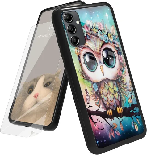 Vista 50 de Funda para Samsung Galaxy A12 5G con protector de pantalla, parte trasera de vidrio templado + TPU de silicona suave que absorbe los golpes