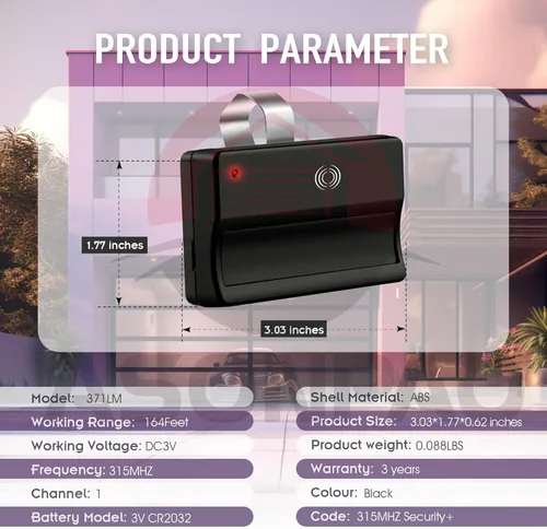 Vista 7 de LiftMaster 371LM Chamberlain 950CD Security+ control remoto de apertura de puerta de garaje de 1 botón, paquete de 2