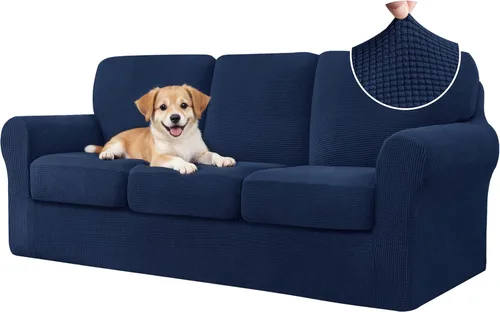 Vista 207 de CHUN YI Fundas para sofá de 7 piezas, lavables, fundas elásticas para sofá de 3 cojines con respaldo y fundas de cojín separados, protector