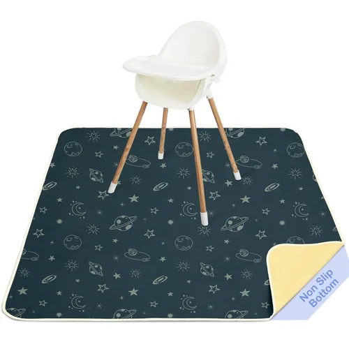 Vista 9 de Basumee Tapete para silla de bebé, impermeable, para debajo de la silla alta, tapete para atrapar alimentos para silla alta, tapete para silla alta
