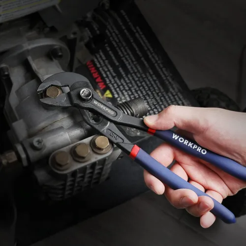 Vista 8 de WORKPRO Juego de 2 alicates para juntas ranuradas, alicates de bomba de agua ajustables rápidos de 7 y 10 pulgadas, alicates de lengüeta y ranura