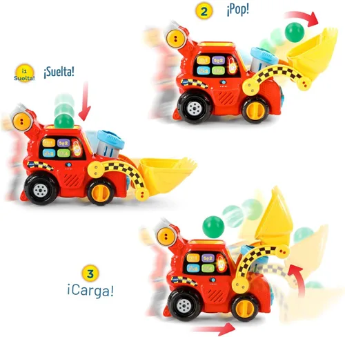 Vista 3 de VTech Pop-a-Balls - Bulldozer Push and Pop Exclusiva de Amazon, Rojo