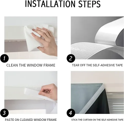 Vista 6 de XISUNYA Cortinas opacas ajustables, cortina opaca portátil de Navidad, muñeco de nieve de invierno, árbol de Navidad, Papá Noel, trineo, luna, cajas