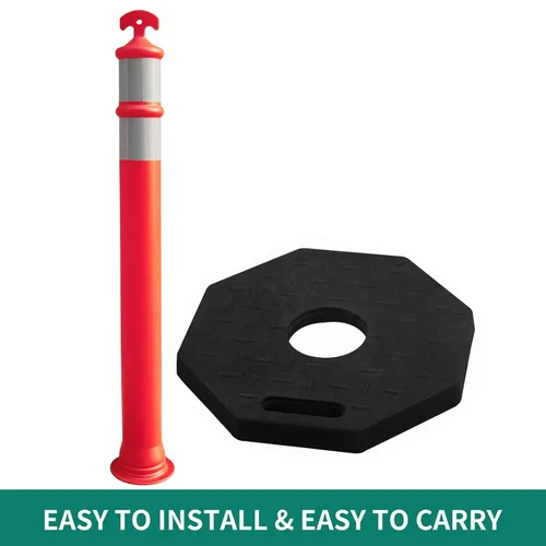 Vista 6 de Paquete de 6 conos de delineador de tráfico BESEA de 42 pulgadas de alto color naranja con base de goma resistente para sitios de construcción