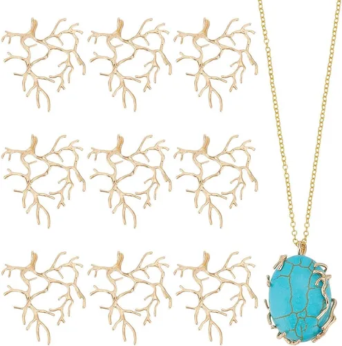 NBEADS 10 Pcs Branch Shape Blanks Prong Setting, Handmade Claw Pendant Tray Bezel Pendant Tray Metal for DIY Crafts Necklace Jewelry Making