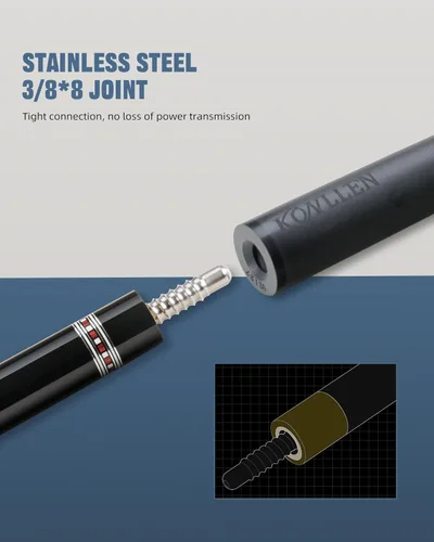 Vista 4 de KONLLEN Carbon Fiber Pool Cue Stick 58-inch Professional Pool Sticks for Adults Full Carbon Technology Low Deflection Pool Cue Billiard Cues with