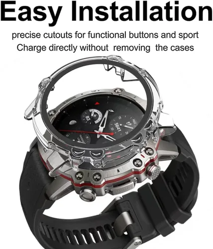 Vista 2 de [Paquete de 2] Funda con protector de pantalla de vidrio templado compatible con Amazfit Falcon, dureza 9H, 360°, funda protectora ultrafina de PC