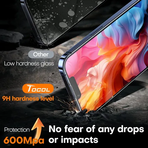 Vista 79 de TOCOL Protector de pantalla de privacidad para 15 Pro Max, 6.7 pulgadas, dureza 9H, grado militar, inastillable, vidrio templado HD, cobertura