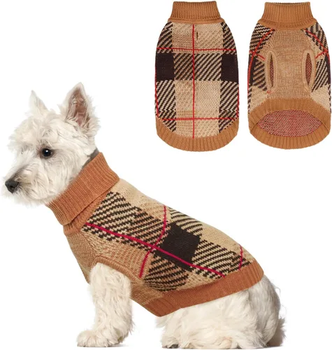 Vista 15 de BEAUTYZOO Suéter para Perro Pequeño Hembra Macho, Suéter Pullover de Cuello Alto de Forro Polar para Perro, Suéter de Punto Suave Cálido y Lindo