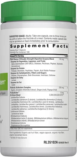 Vista 3 de Rainbow Light Sistema enzimático avanzado, mezcla de enzimas vegetales, 180 cápsulas (el paquete puede variar)