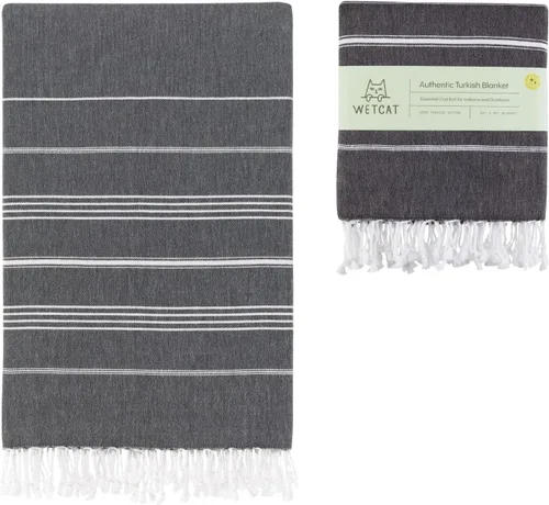 Vista 26 de WETCAT Toalla de playa turca de gran tamaño (38"x71") 100% algodón turco, fabricada en Turquía - sin arena, extragrande, ultrasuave, de secado