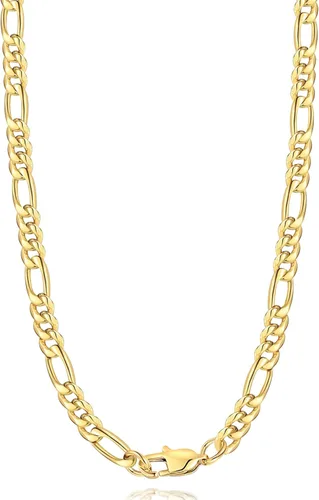 Jewlpire Silver Chain Gold Chain for Men Boys, 14k Gold Plated Men's Necklaces Figaro Chain 5.5mm7mm Mens Chain 161820222426 inch