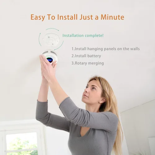 Vista 6 de Detector inalámbrico interconectado de humo y monóxido de carbono de 10 años con batería, alarma inteligente de humo y CO con pantalla digital