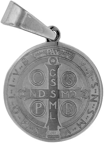 Vista 2 de San Benito - Medalla Católica de San Benito - 1102in de diámetro - Joyas de San Benito con cadena