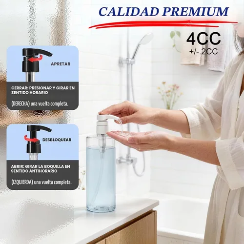 Vista 3 de 2 paquetes de botellas transparentes de 32 onzas con bomba negra Negro